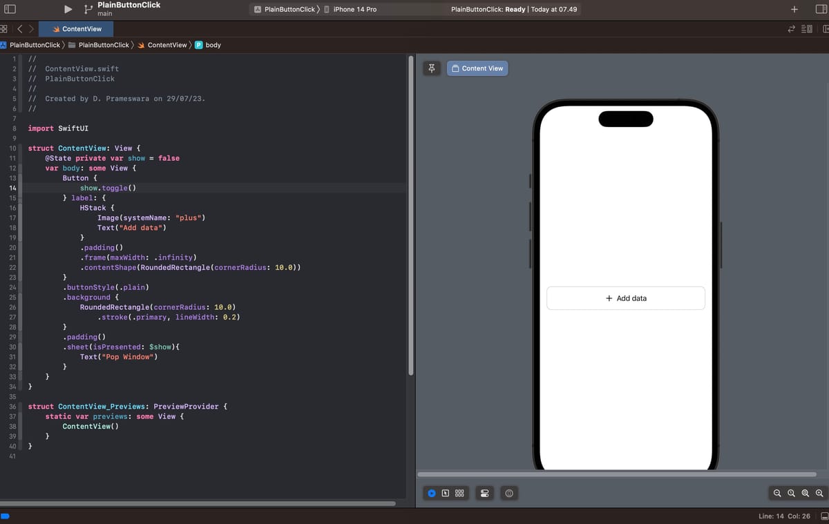SwiftUI : Fixing the issue of an unclickable Plain Button when tapping on the empty area