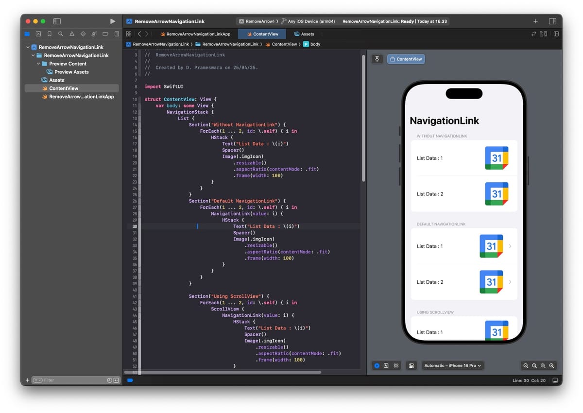 SwiftUI Tips: Remove NavigationLink Arrow in List